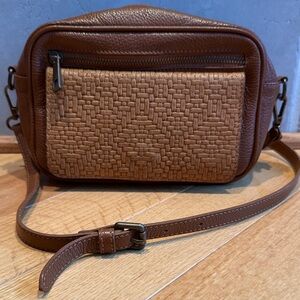 Valentina Fiore Brown Leather Crossbody Bag